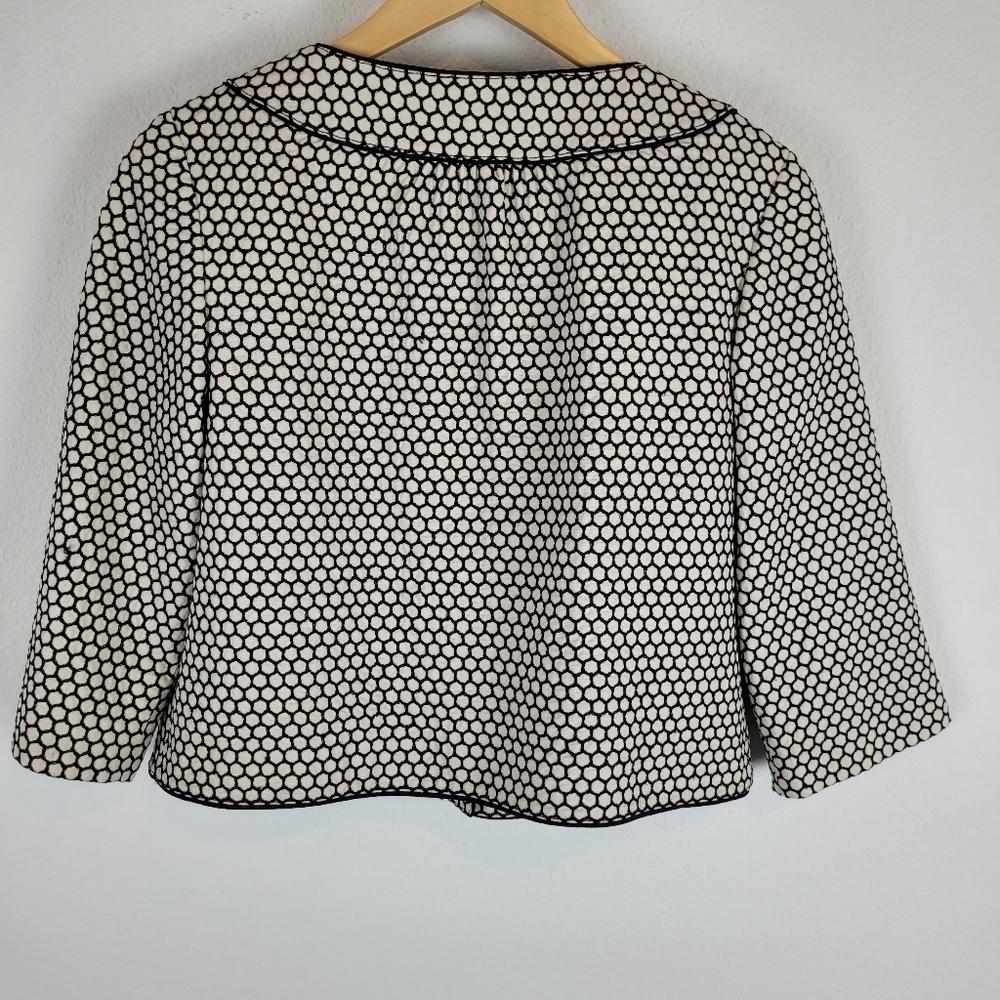 Ann Taylor black and white honeycomb cropped peacoat - Picture 3 of 7